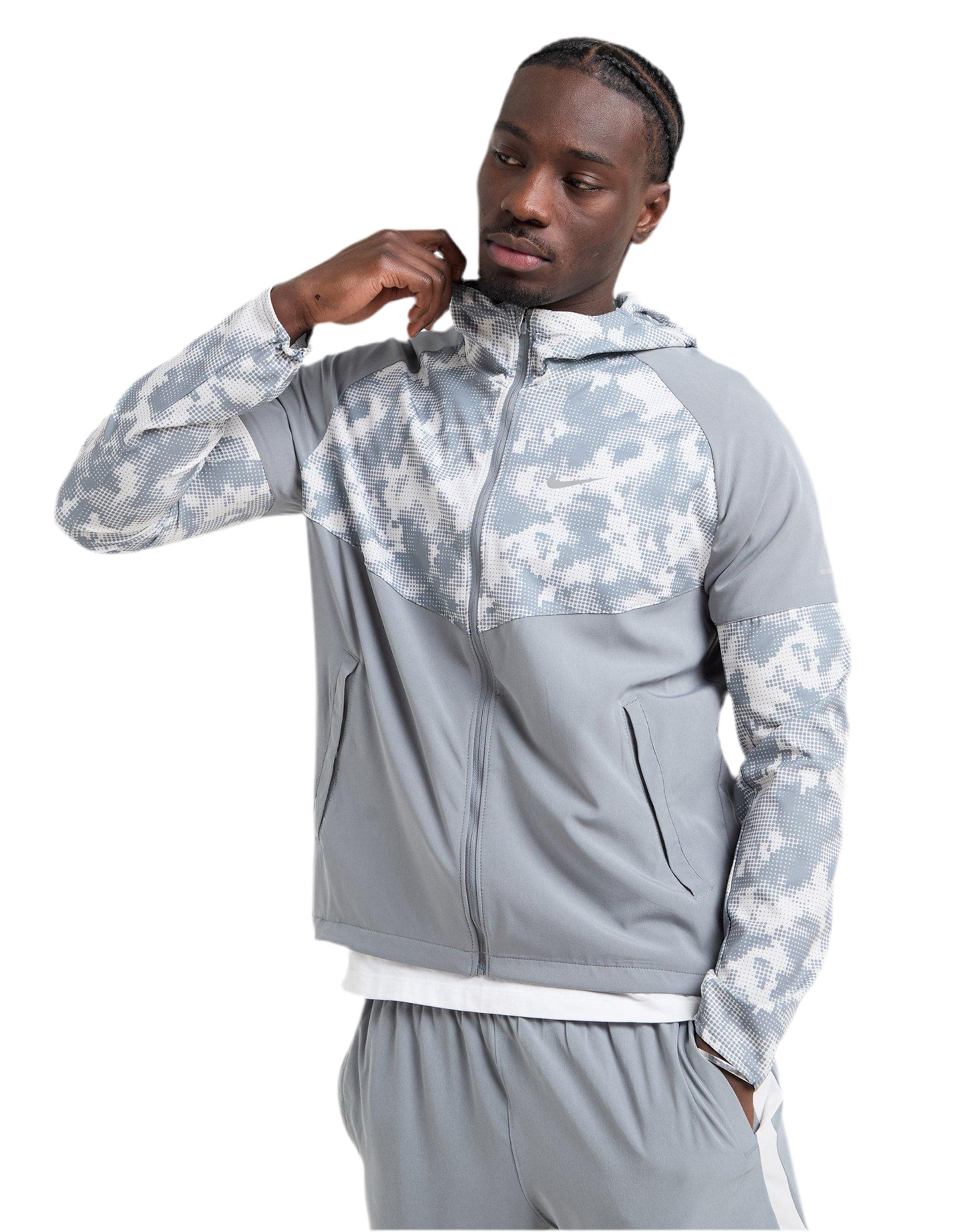 Nike Repel Grey White Camo Windrunner Jacket