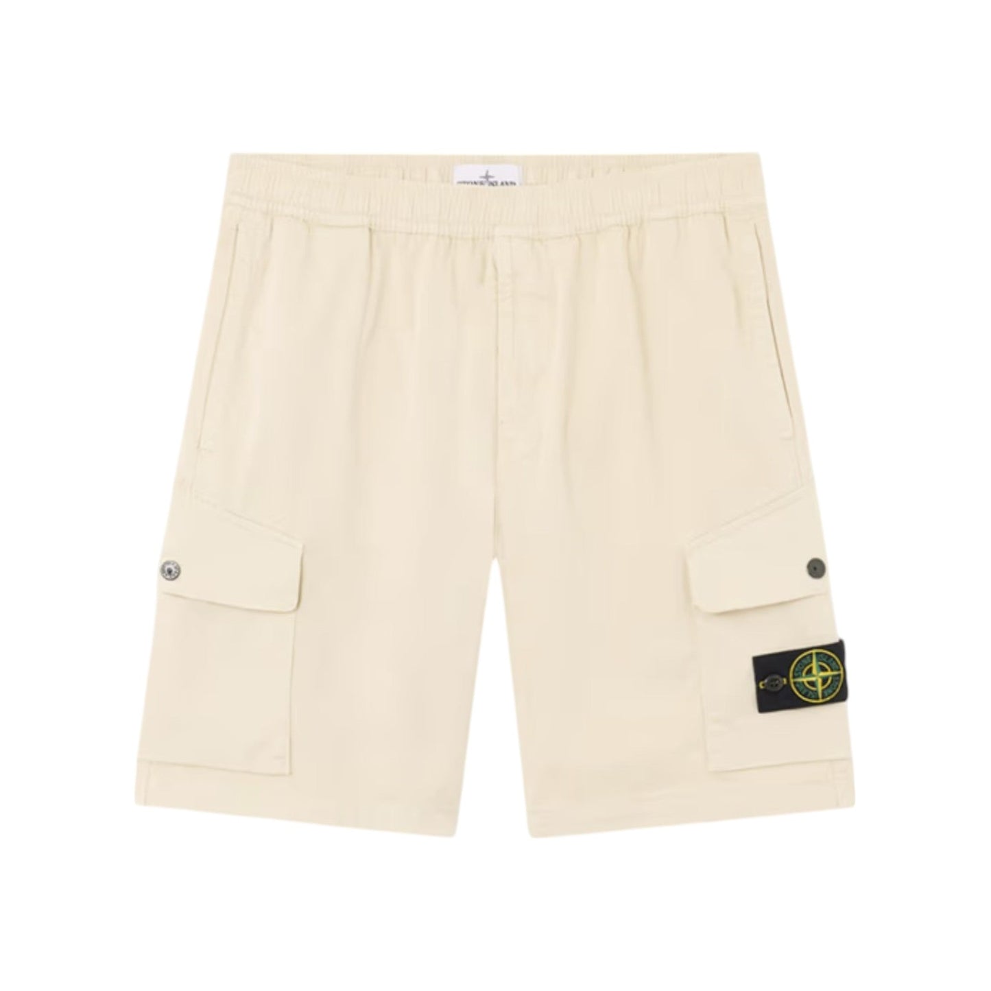 Stone Island Organic Stretch Cotton Satin Sand Shorts