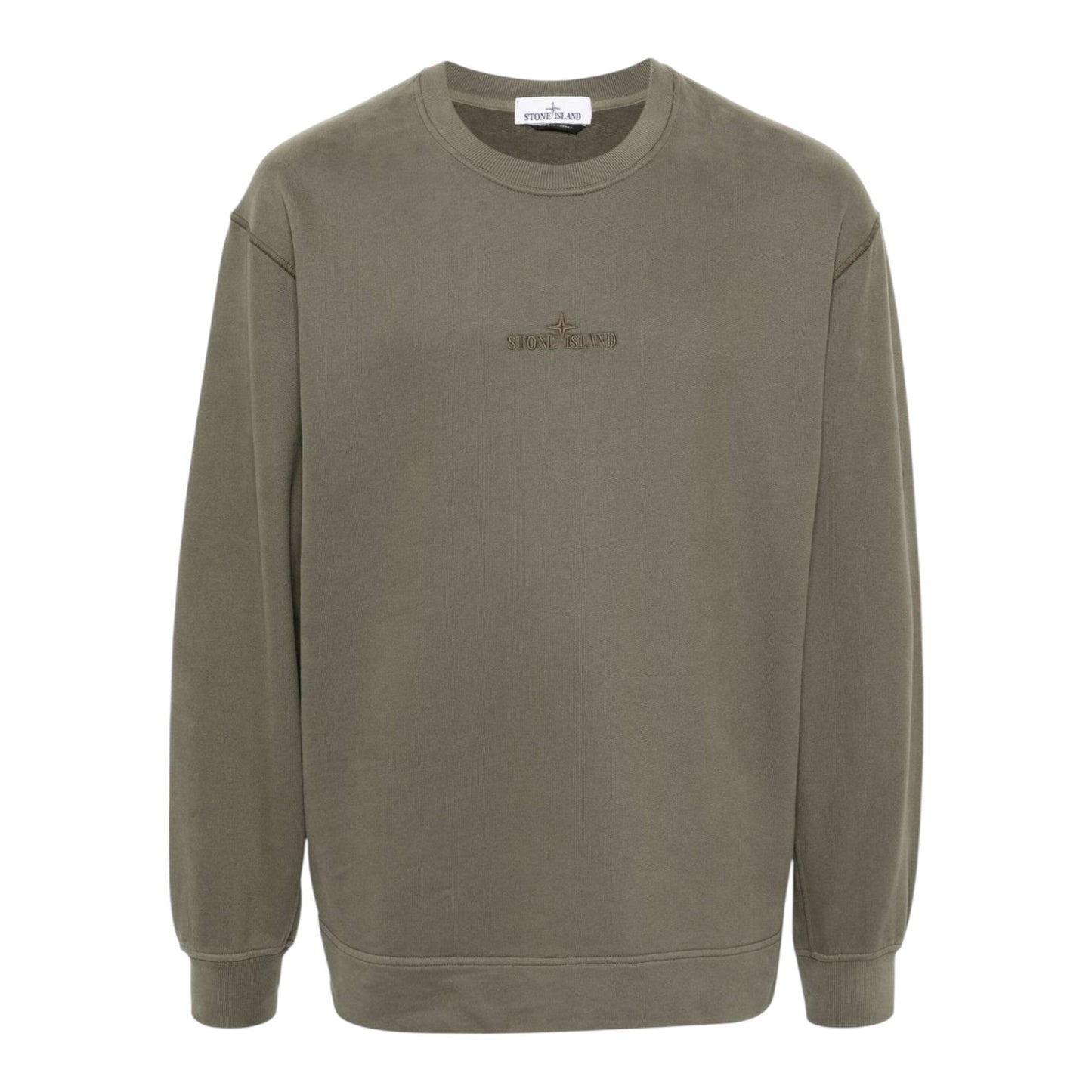 Stone Island Military Green Embroidered Logo Sweatshirt