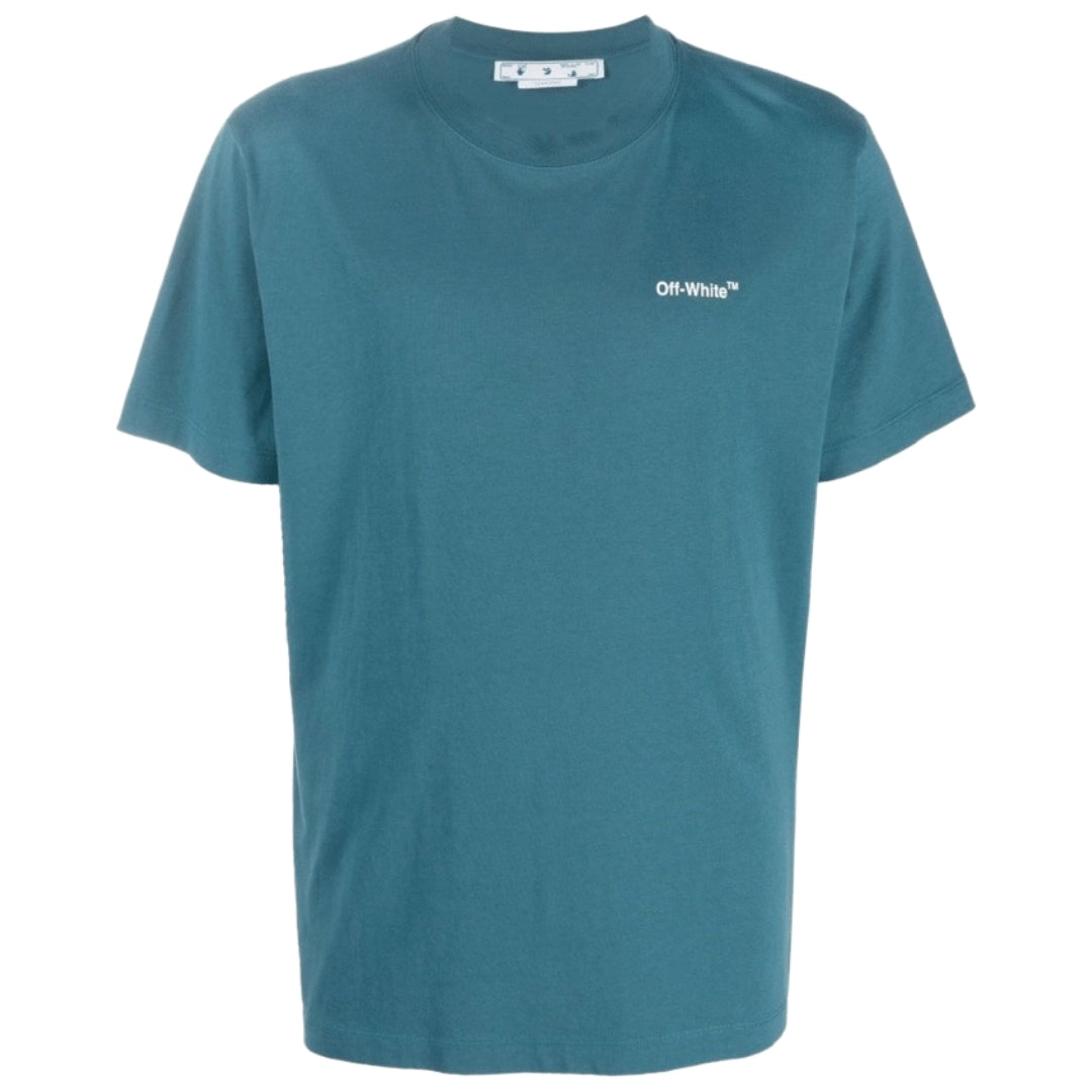 Off-White Chain Arrow Design Slim Fit Duck Green T Shirt