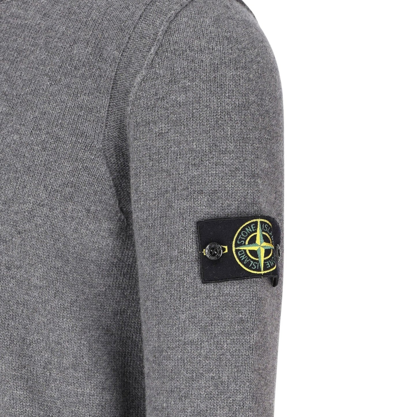 Stone Island, Cement Melange Lambswool Jumper - True Labels