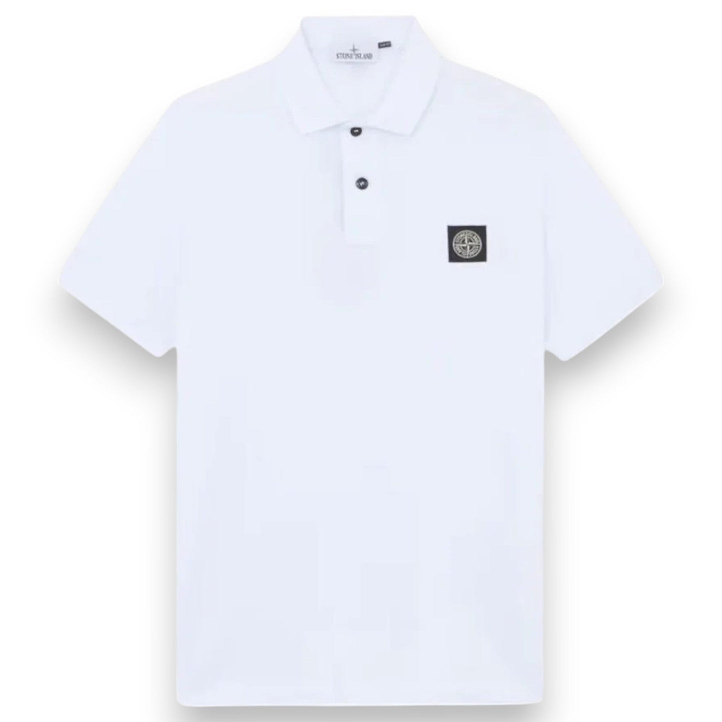 Stone Island Slim Fit White Polo Shirt with Compass Patch - True Labels