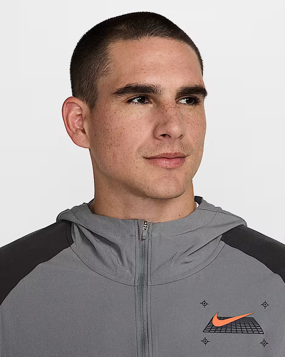 Nike Miler Performance Graphic Running Jacket Black Grey