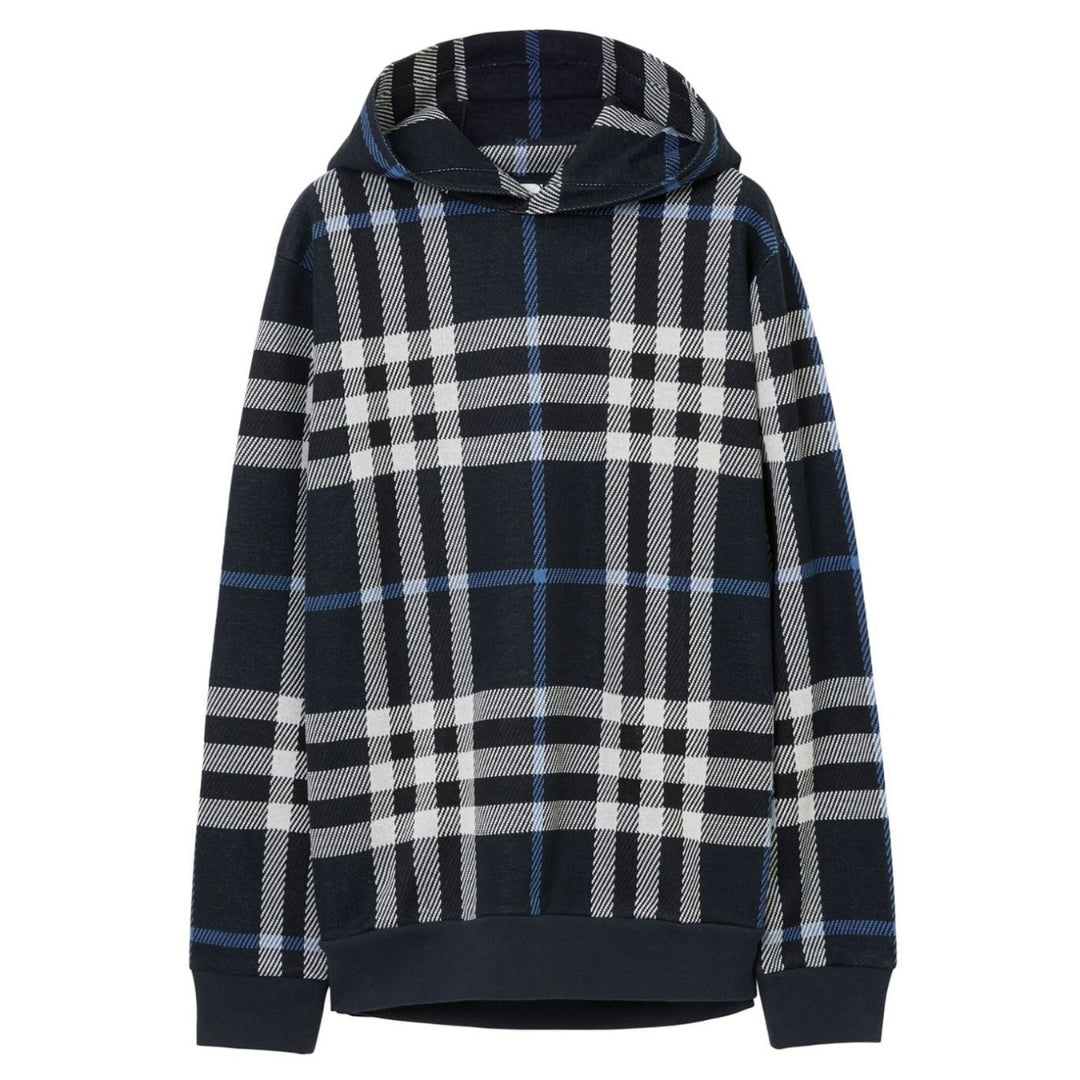 BURBERRY 8070669 Burberry Ferryton Check Hoodie WHITE/DC BLUE IP CHECK Hoodie MALE XS