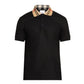 Burberry Check Collar Black Polo Shirt S