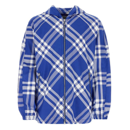 BURBERRY 8077178 Burberry Check-Pattern Hooded Zip-Up Jacket KNIGHT IP CHECK (Blue) JACKET MALE XL