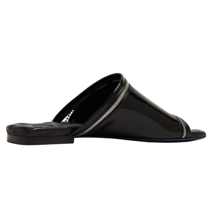 BURBERRY 8080270 Burberry Peep Zip Flast Leather Sandals BLACK PEEP SANDAL WOMENS UK 3