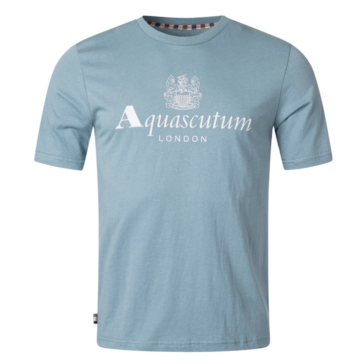 Aquascutum Active Big Logo T Shirt Fw23 Ts001 18 Blue T Shirt Mens - Style Centre Wholesale