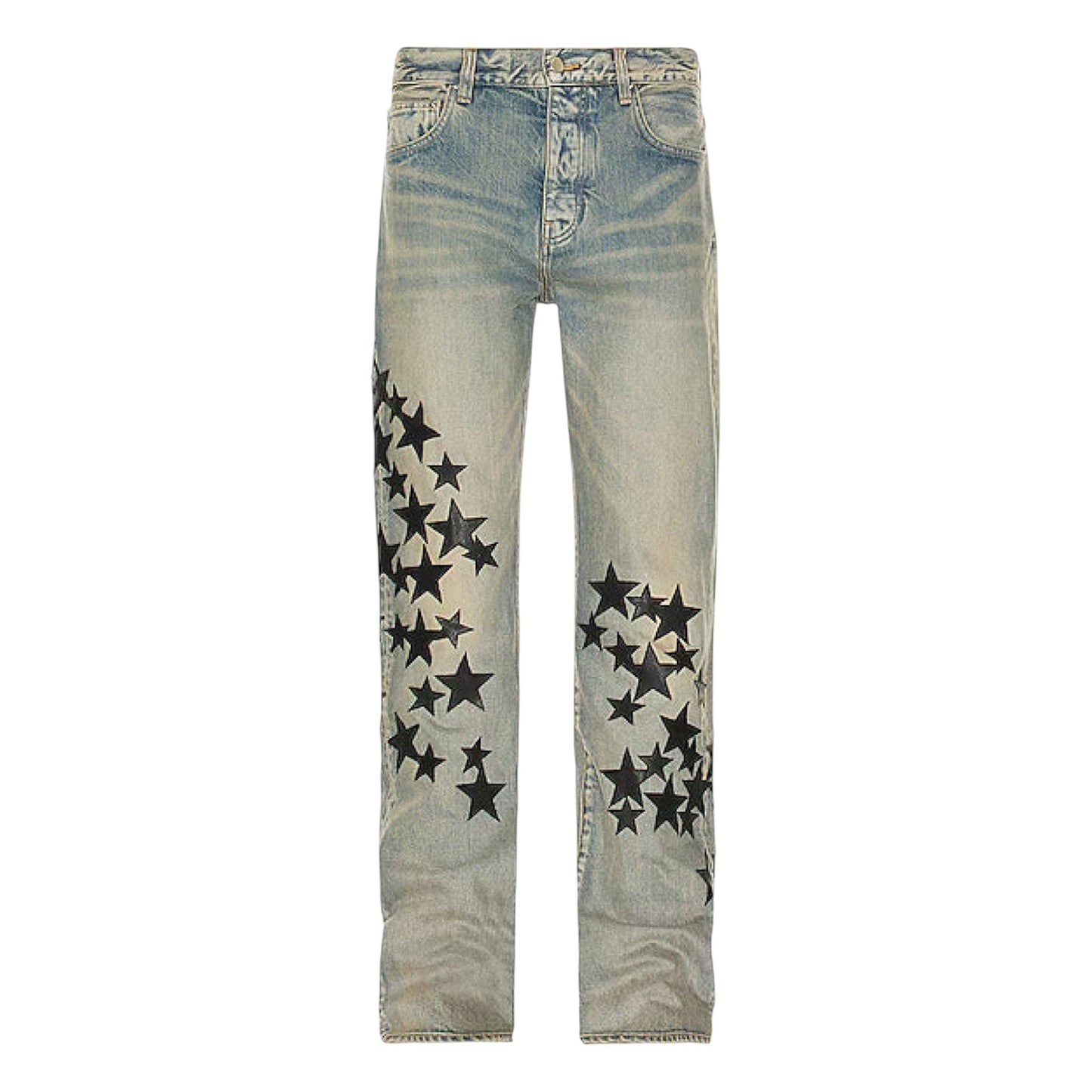 Amiri Leather Star Straight Jeans