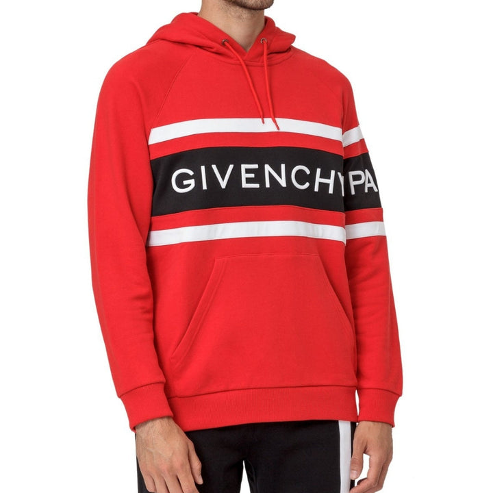 Givenchy Paris Embroidered Logo Red Hoodie L