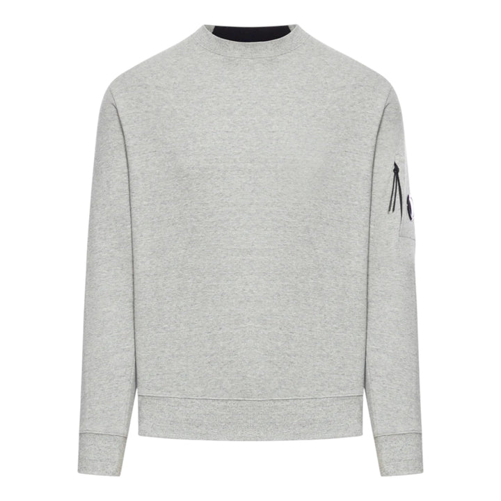 C.P. Company Diagonal Raised Fleece Lens Melange Grey Cotton Sweatshirt