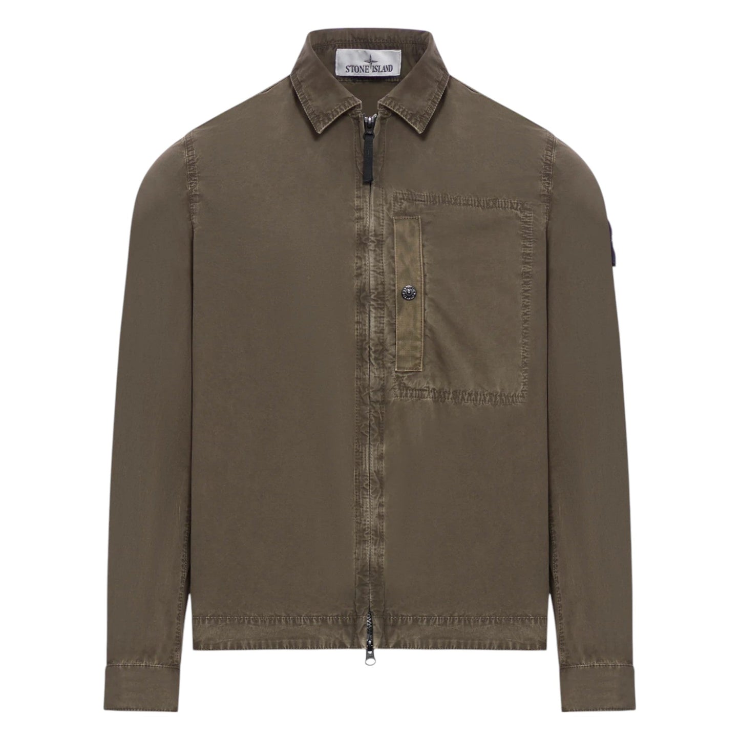 Stone Island Organic Cotton Canvas Military Green Overshirt