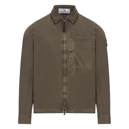Stone Island Organic Cotton Canvas Military Green Overshirt