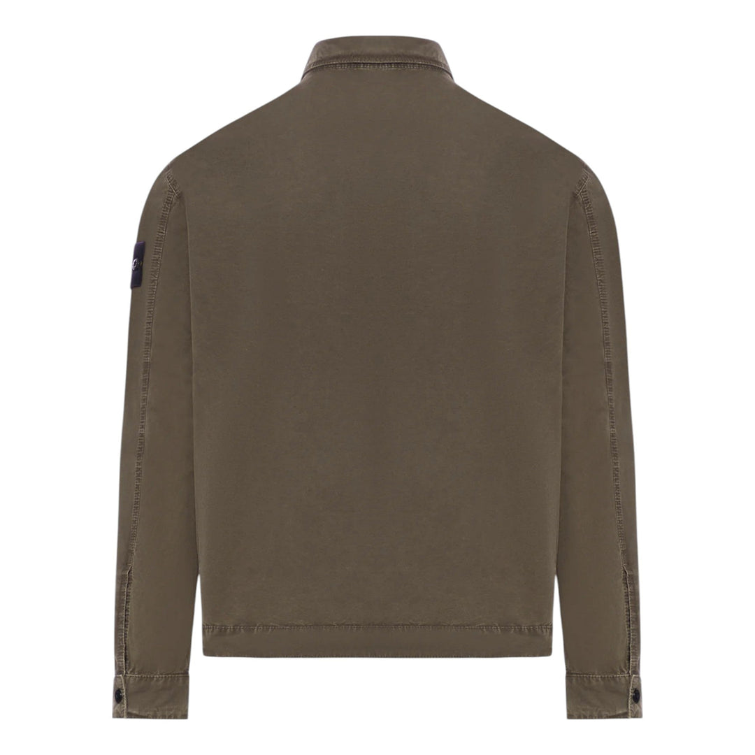 Stone Island Organic Cotton Canvas Military Green Overshirt