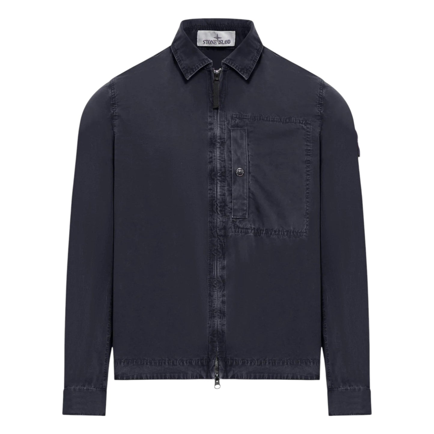 Stone Island Organic Cotton Canvas Blue Overshirt