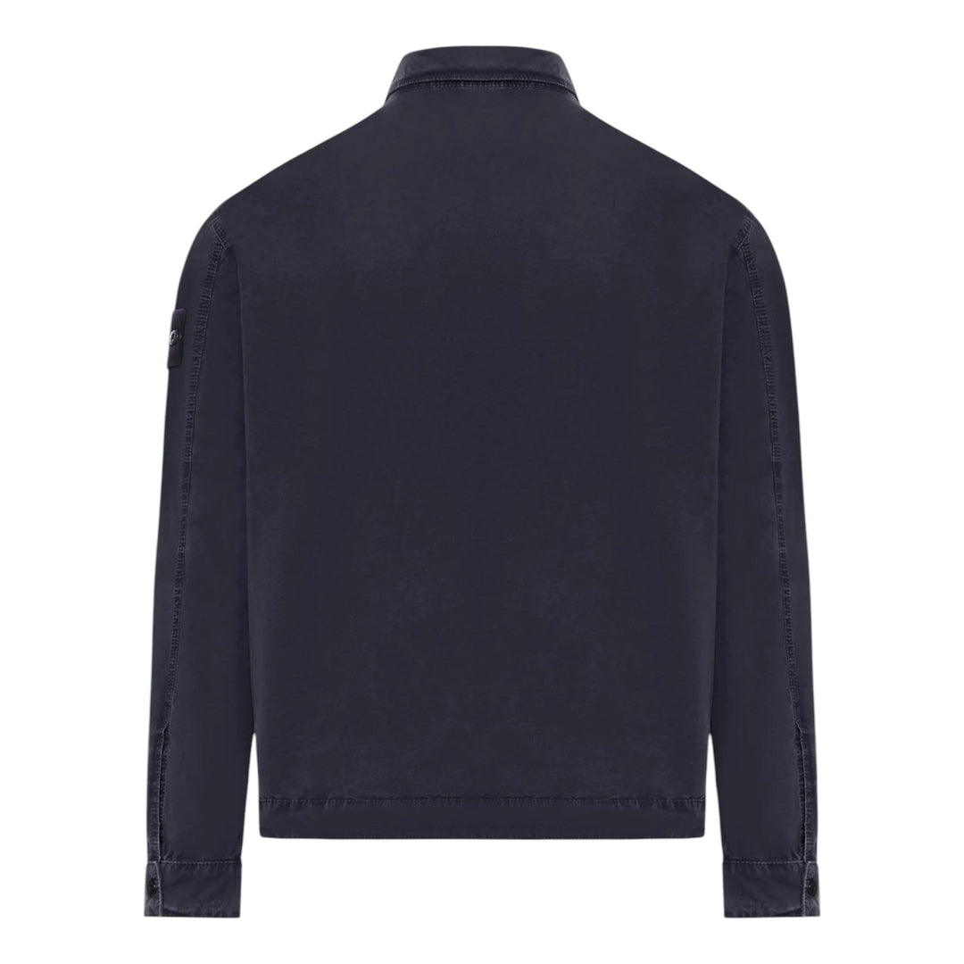 Stone Island Organic Cotton Canvas Blue Overshirt