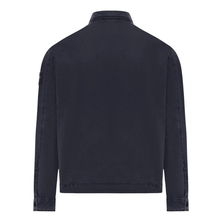 Stone Island Organic Cotton Canvas Blue Overshirt
