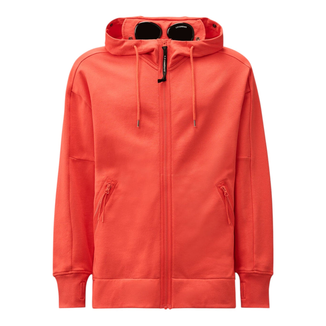 C.P. Company Diagonal Rasied Fleece Zip Up Goggle Orange Hoodie
