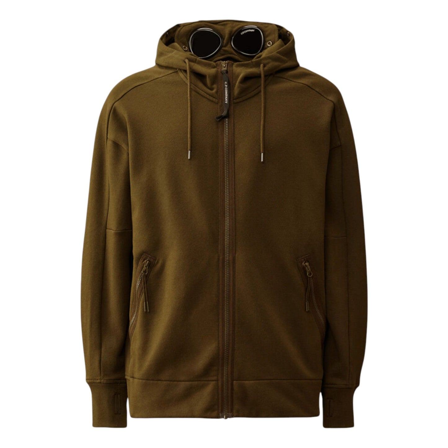 C.P. Company Diagonal Rasied Fleece Zip Up Goggle Ivy Green Hoodie