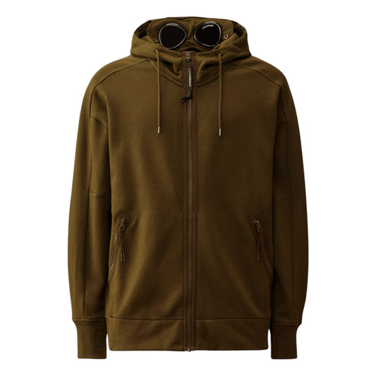 C.P. Company Diagonal Rasied Fleece Zip Up Goggle Ivy Green Hoodie