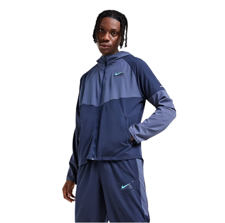 Nike Miler Performance Graphic Running Jacket Blue