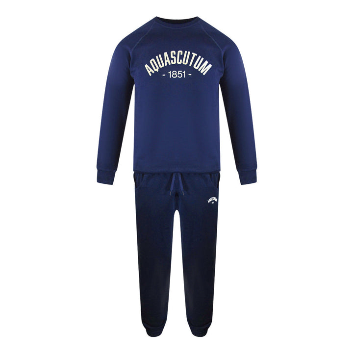 Aquascutum Aa_Ow04_St002 Oldchool Crewneck Navy St002 11 Navy Blue Creckneck And Track Pants Set Male - Style Centre Wholesale