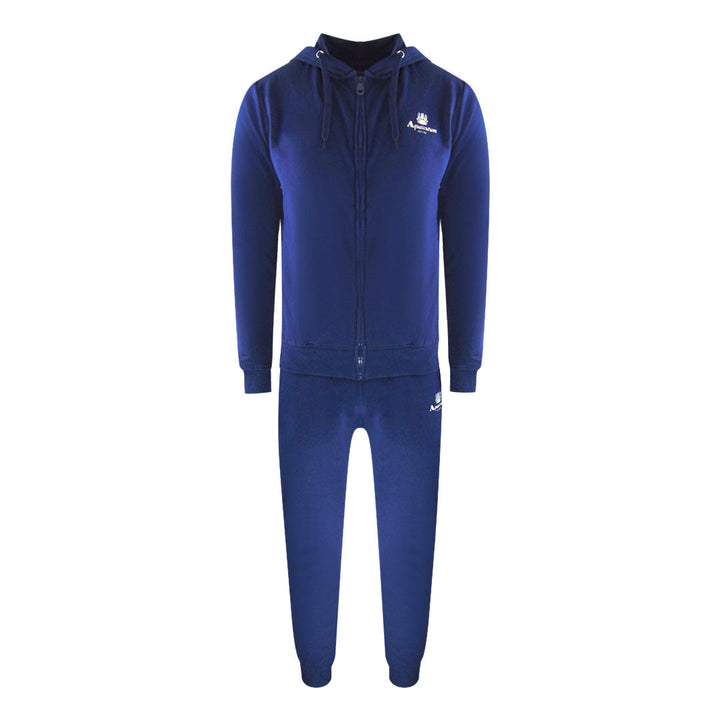 Aquascutum Aa_Ow04_St004Ogo Zf Hoodie Navy St004 Navy Blue Zip Hoodie And Track Pants Set Male - Style Centre Wholesale