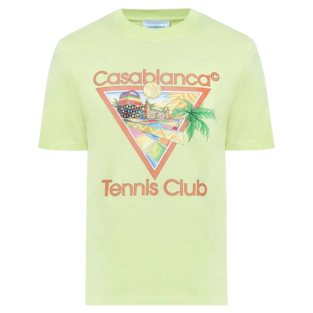 Casablanca Printed Afro Cubism Tennis Club Pale Green T-Shirt Mens