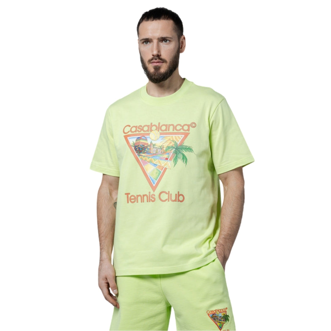 Casablanca Printed Afro Cubism Tennis Club Pale Green T-Shirt Mens