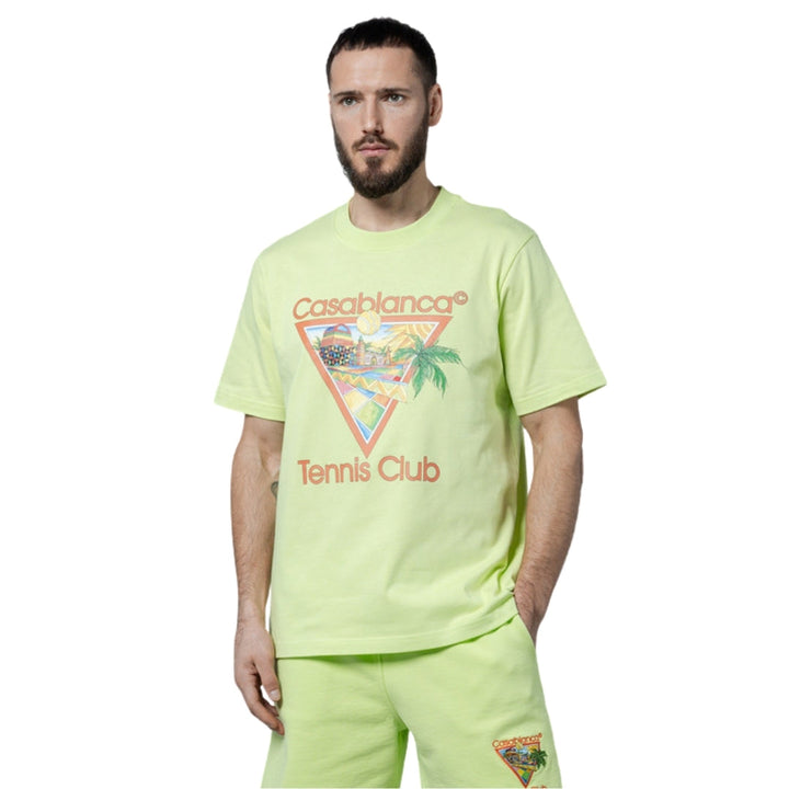 Casablanca Printed Afro Cubism Tennis Club Pale Green T-Shirt Mens