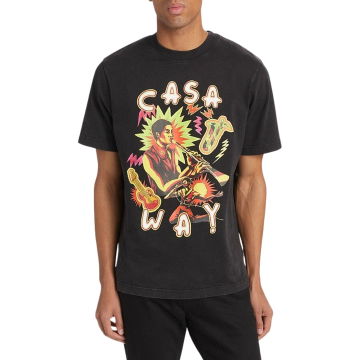Casablanca Printed Music For The People Faded Black T-Shirt Mens