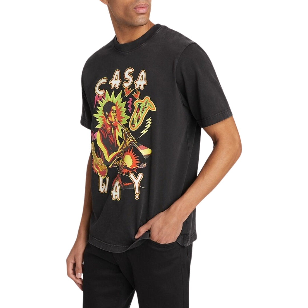 Casablanca Printed Music For The People Faded Black T-Shirt Mens