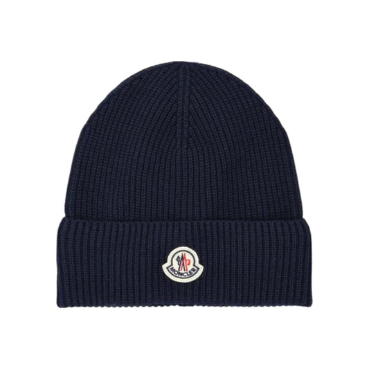 Moncler Navy Wool Beanie