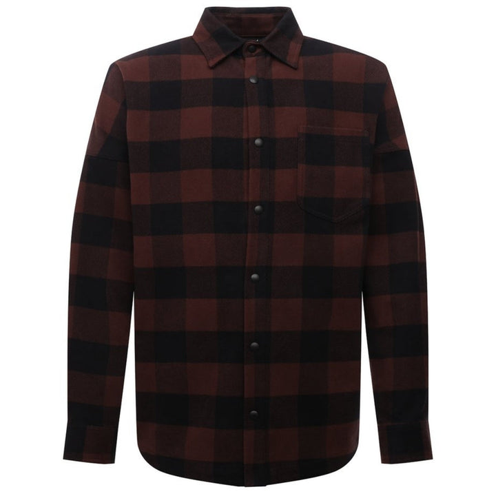 Palm Angels Classic Logo Brown Flannel Overshirt Jacket M