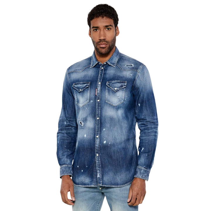Dsquared2 Cool Guy Western Shirt Navy Blue W34