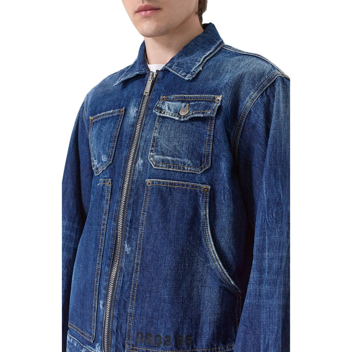 Dsquared2 Dark Semplice Carpenter Jean Jacket Navy Blue W32