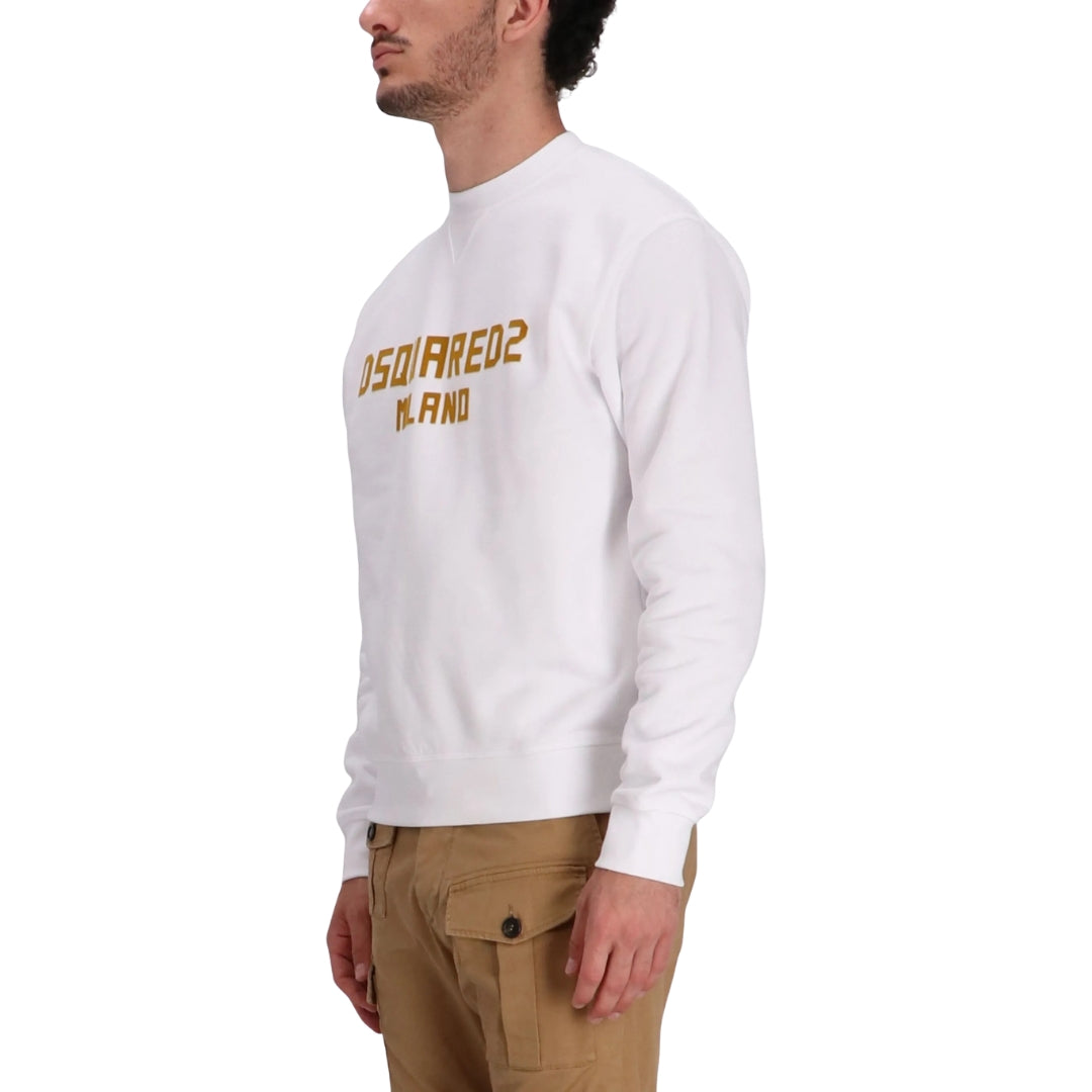 Dsquared2 Cool Fit Dsquared2 Milano Sweatshirt White Ochre Print S