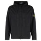 Stone Island, Supima Cotton Twill Stretch-TC Hooded Black Jacket