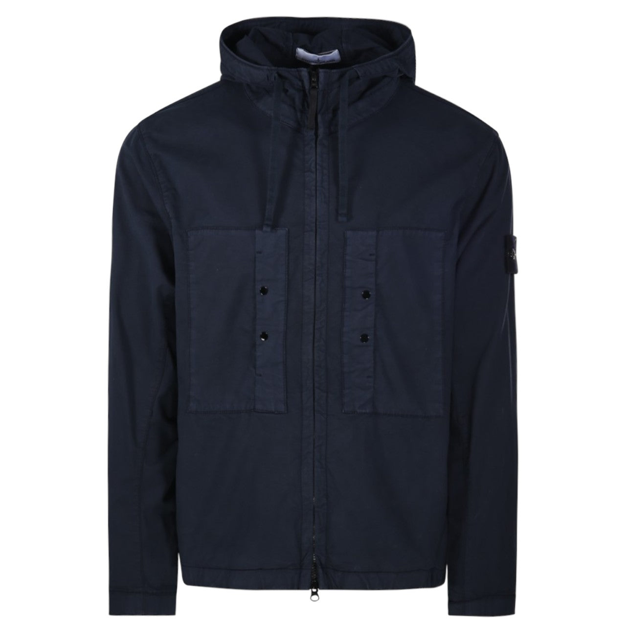 Stone Island, Supima Cotton Twill Stretch-TC Hooded Navy Jacket