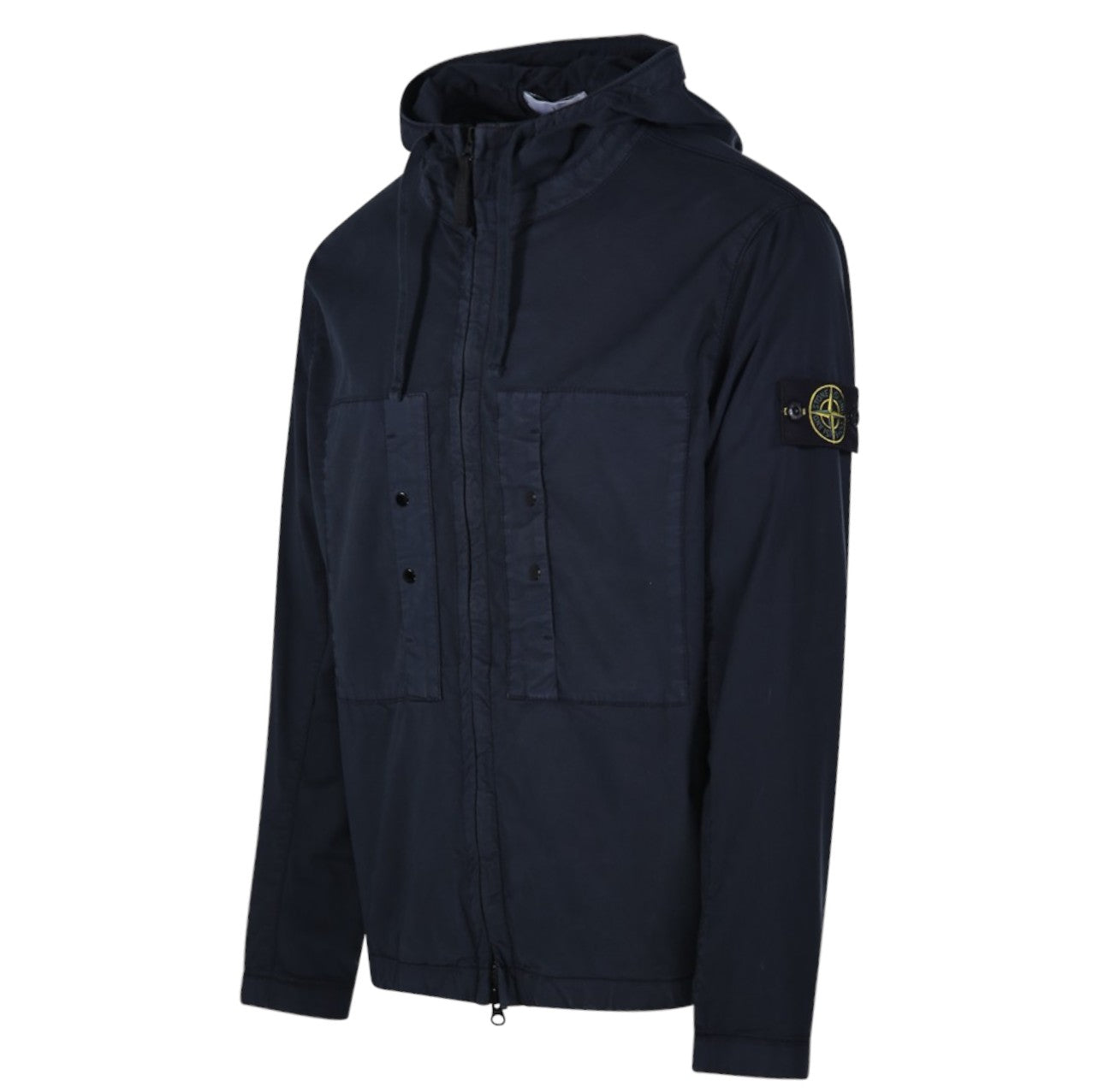 Stone Island, Supima Cotton Twill Stretch-TC Hooded Navy Jacket