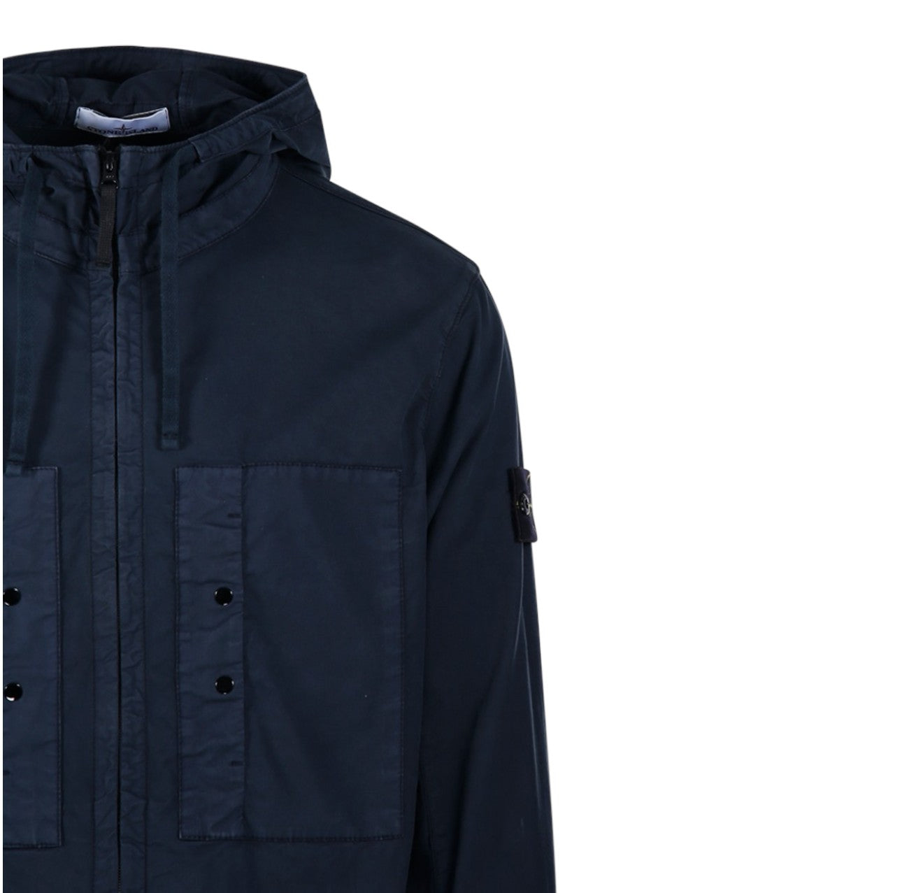 Stone Island, Supima Cotton Twill Stretch-TC Hooded Navy Jacket