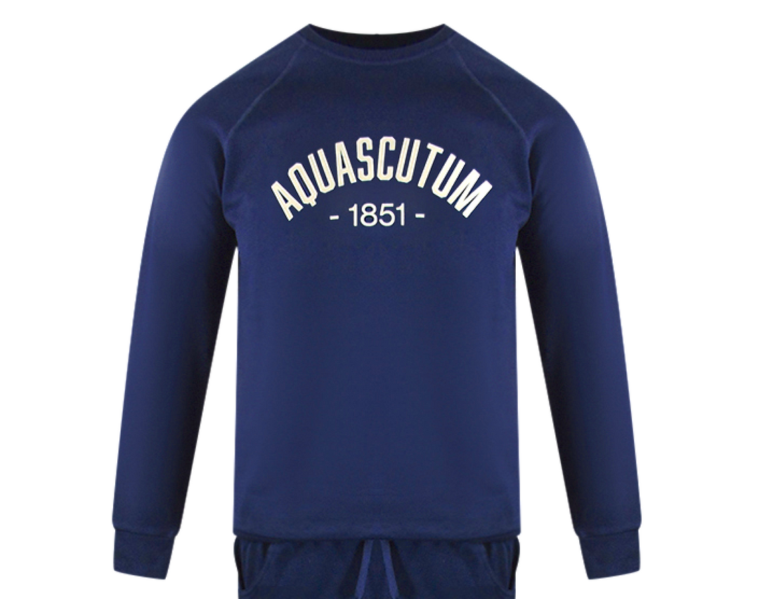 Aquascutum Aa_Ow04_St002 Oldchool Crewneck Navy St002 11 Navy Blue Creckneck And Track Pants Set Male - Style Centre Wholesale
