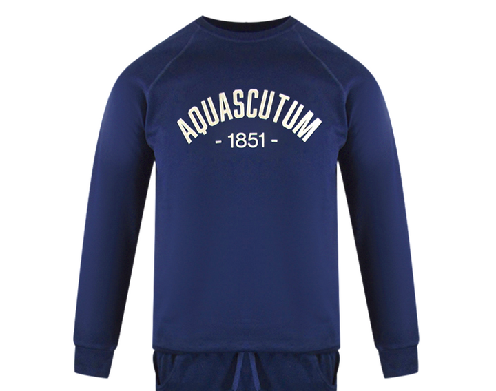 Aquascutum Aa_Ow04_St002 Oldchool Crewneck Navy St002 11 Navy Blue Creckneck And Track Pants Set Male - Style Centre Wholesale