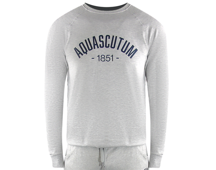 Aquascutum Aa_Ow04_St002 Oldchool Crewneck Grayel St002 Grey Creckneck And Track Pants Set Male - Style Centre Wholesale