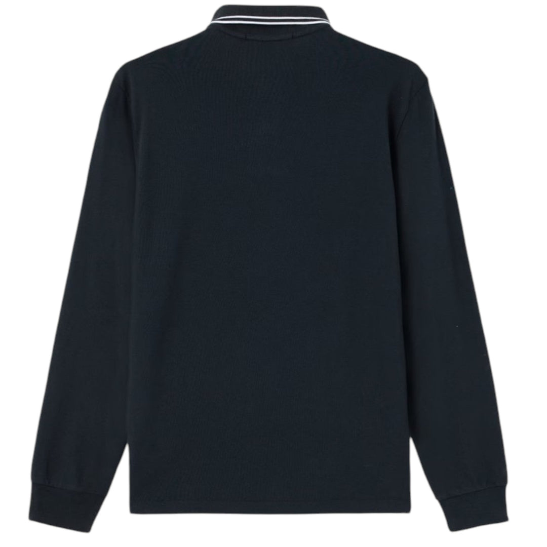Stone Island Organic Cotton Pique Long Sleeve Navy Polo Shirt