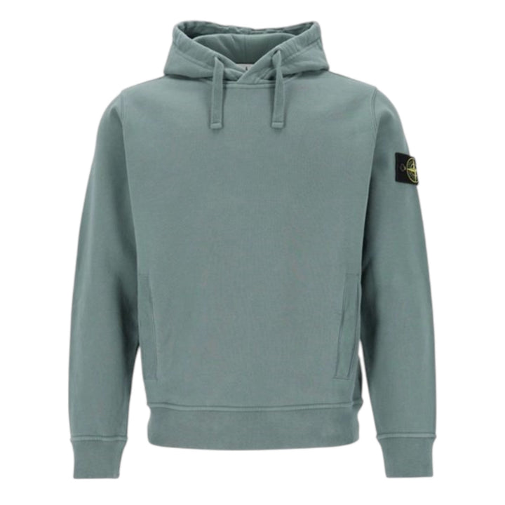 Stone Island Brushed Organic Cotton Green Hoodie