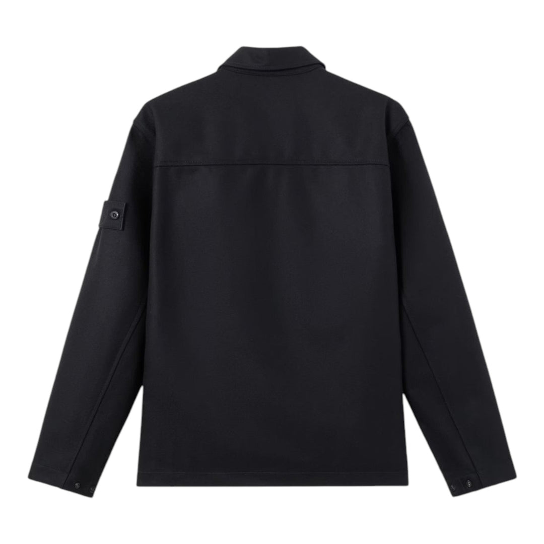 Stone Island Nylon Wool Flannel Ghost Black Overshirt