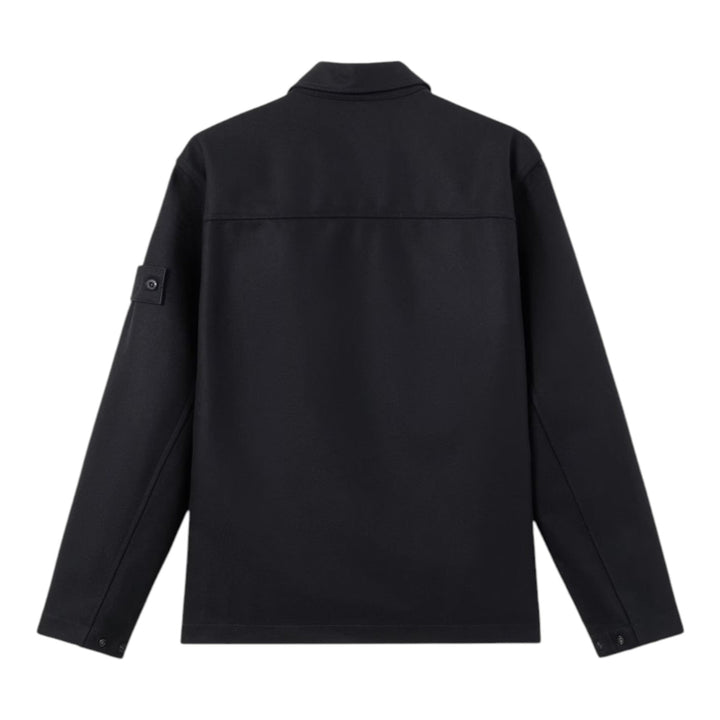 Stone Island Nylon Wool Flannel Ghost Black Overshirt