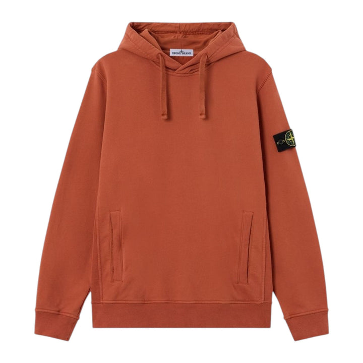 Stone Island Brushed Organic Cotton Brick Red Hoodie