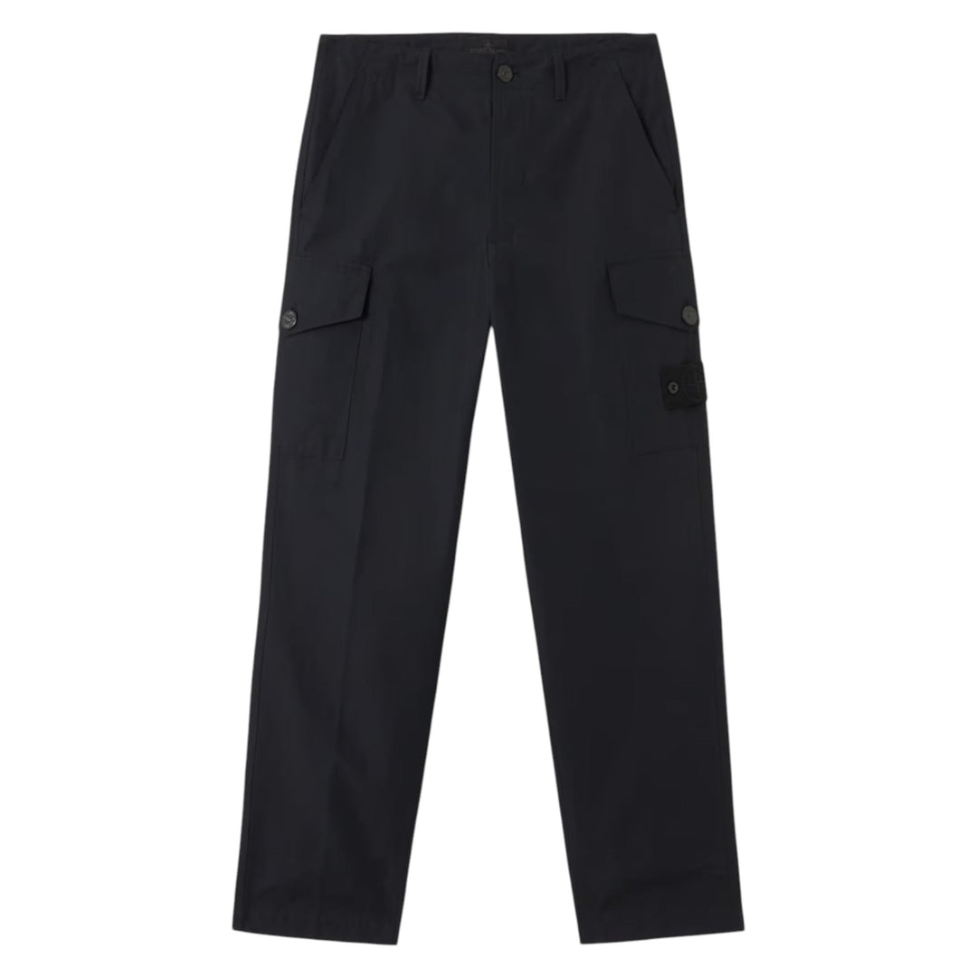 Stone Island Weatherproof Relaxed Cotton Canvas Ghost Black Cargo Trousers